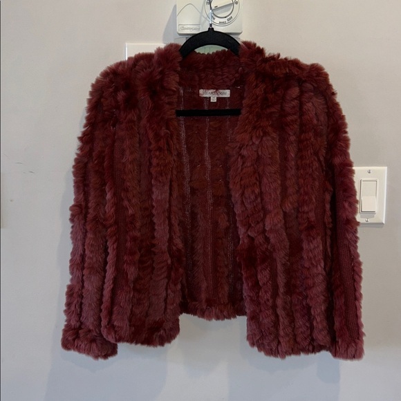 Heartloom Rosa Rabbit Fur Jacket Wine - Picture 5 of 12